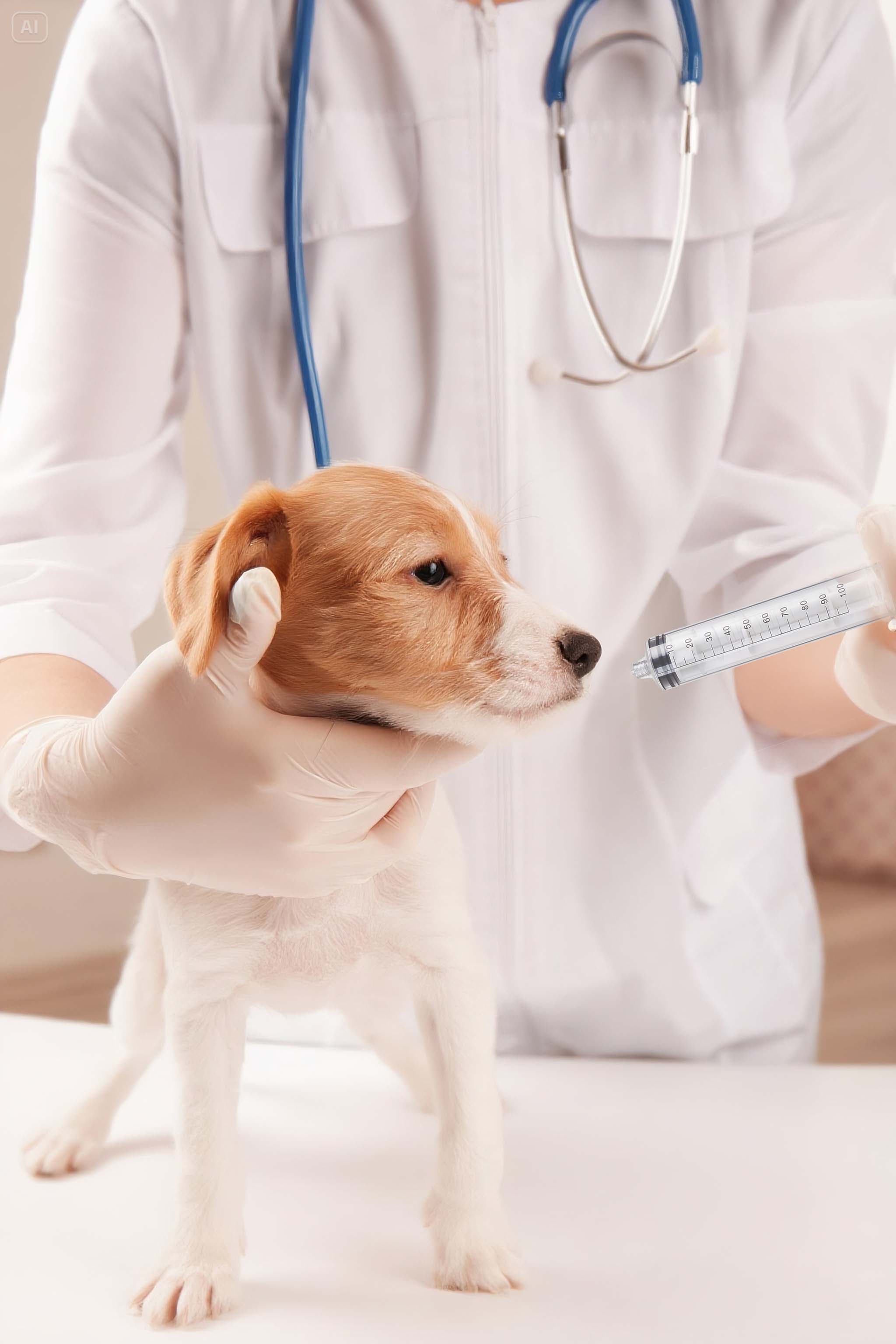 doctor feed a puppy