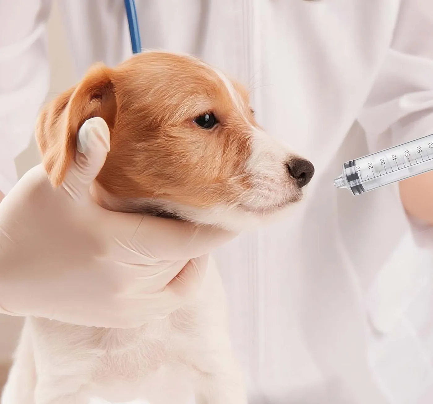 doctor feed a puppy